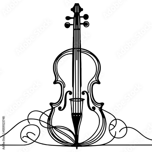 Double bass icon, black and white PNG for jazz and classical music themes
