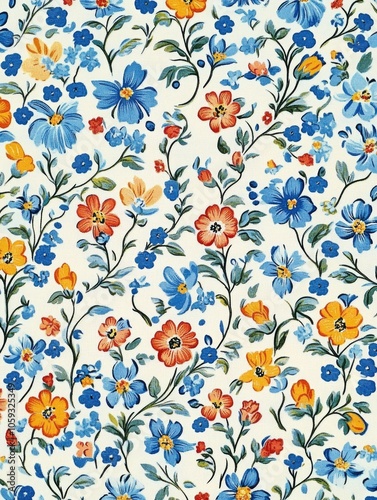 Vivid floral wallpaper with multicolored flowers on a neutral backdrop, ideal for decorating and adding color to interiors.