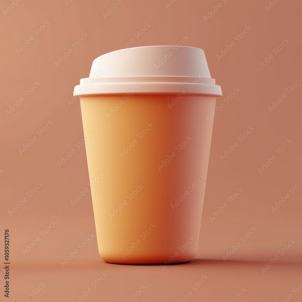 Minimalist Coffee Cup on Peach Background Minimalist Coffee Cup on Peach Background