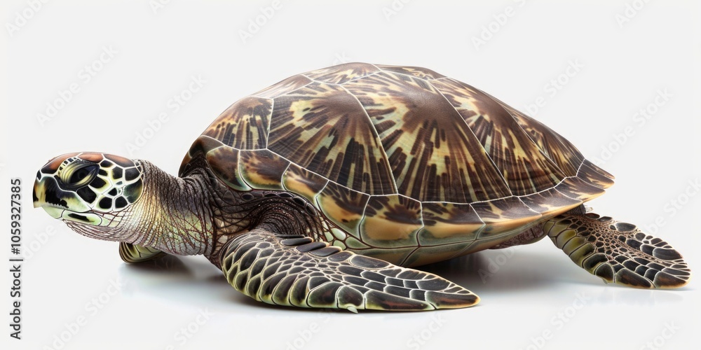 Obraz premium Close-up of a sea turtle swimming in ocean waters.