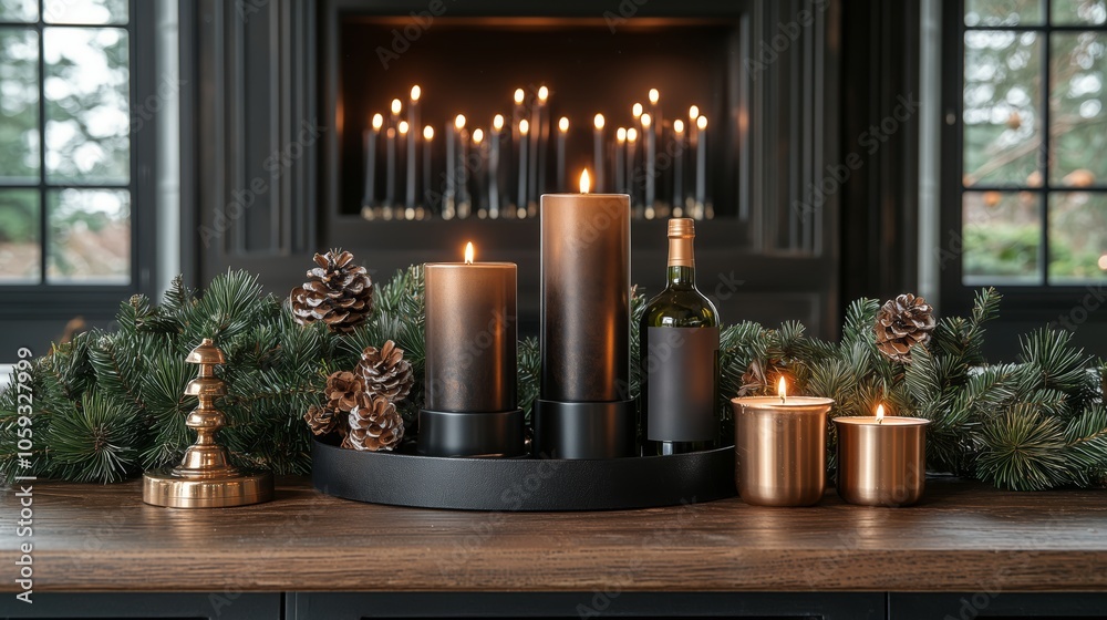 Elegant Christmas Table Setup with Candles Elegant Christmas Table Setup with Candles