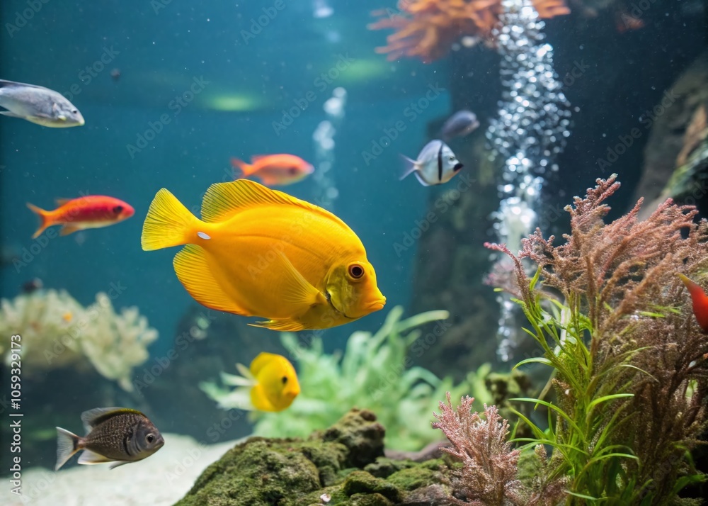 Fototapeta premium Exotic Underwater Fish in Aquarium Setting with Copy Space for Creative Use