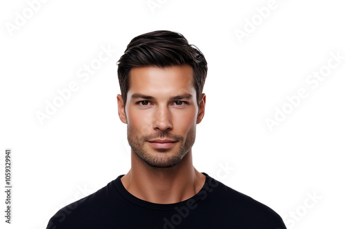 Handsome man portrait confident look studio photography transparent background