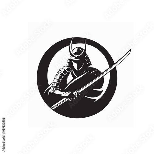 Samurai logo illustration vector image. Samurai warrior Logo Design Vector Silhouette of Samurai Template illustration