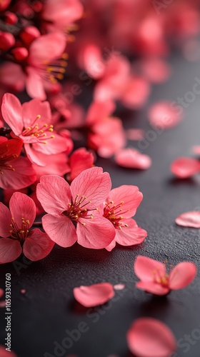 Sakura Petals on White Canvas, delicate cherry blossom petals gracefully strewn across a pristine white background, evoking tranquility and beauty photo