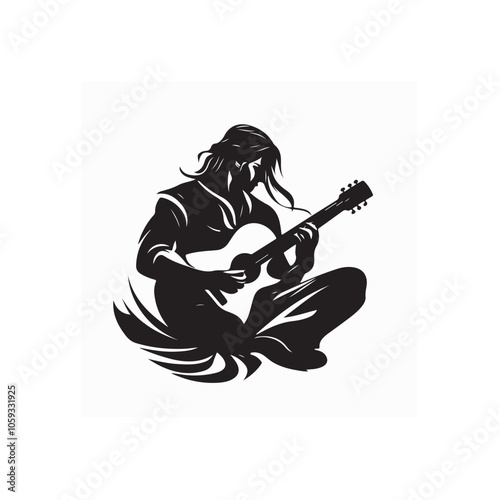 Man playing guitar Logo Vector. Guitarist logo Vector Images