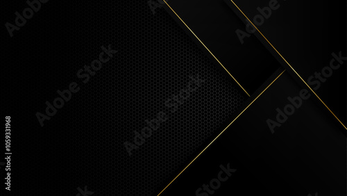 Abstract black background with golden stripes. premium and luxurious background design for backdrop, banners or covers 
