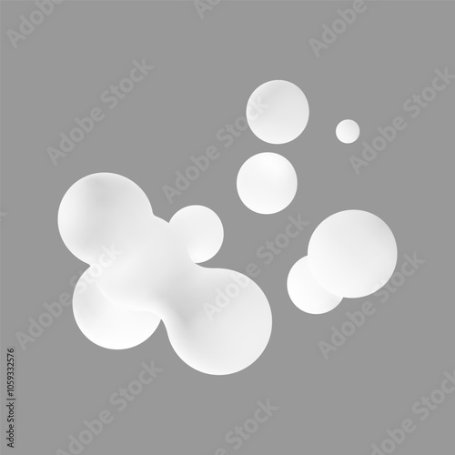 3d liquid blob. Abstract organic fluid bubble shape. Soft lava lamp graphic in white color. Round molecular metaball element splash paint. Floating bounce geometry render for modern creative banner..