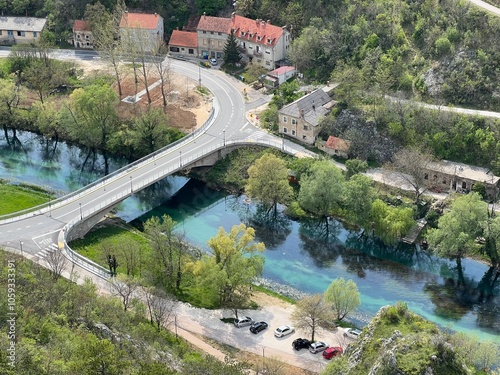 View of the Krka River from Knin Fortress, Croatia - Blick auf den Fluss Krka von der Festung Knin, Kroatien - Pogled na rijeku Krku sa Kninske tvrđave, Hrvatska photo