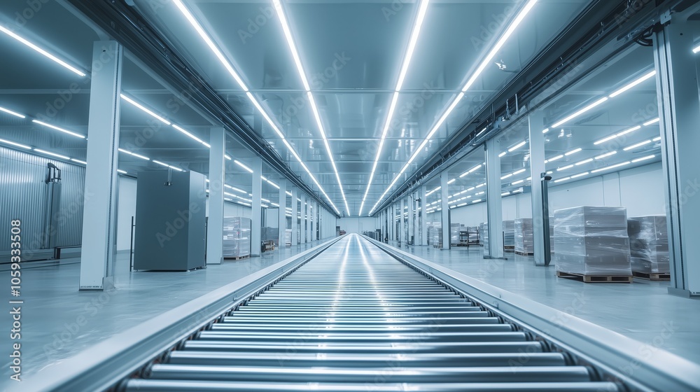 Modern High-Tech Warehouse with Conveyor System Modern High-Tech Warehouse with Conveyor System