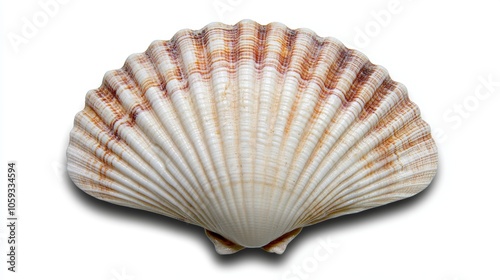 Seashell Scallop Ocean Sea Beach White Background Closeup Texture Nature Coastal