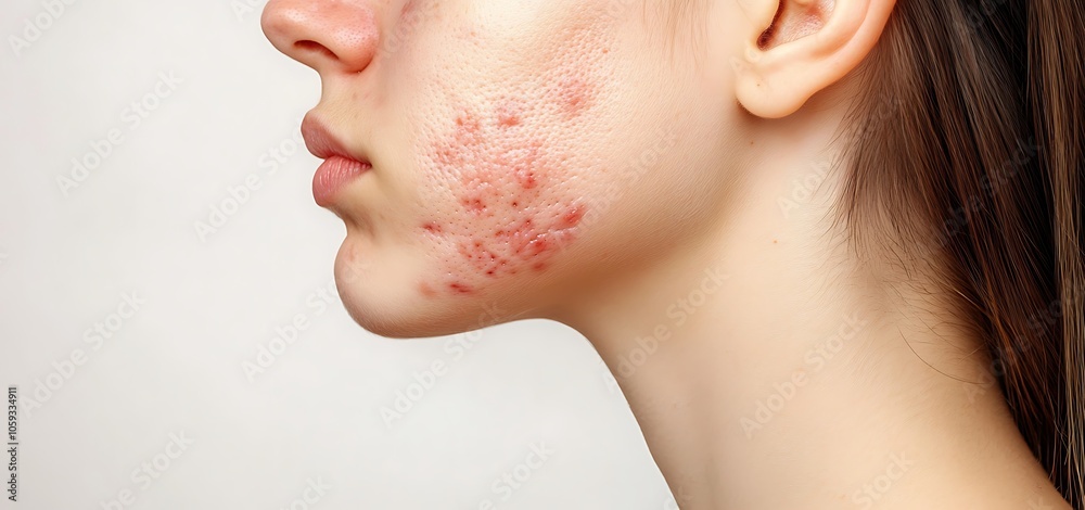 Obraz premium Confident young woman with acne close-up