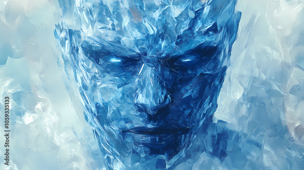Obraz premium Ice golem, digital art illustration, generative ai. Ice Golem. Illustration