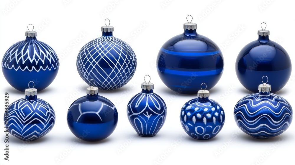 Blue and White Christmas Ornaments Festive Decoration Holiday Baubles Blue and White Christmas Ornaments Festive Decoration Holiday Baubles