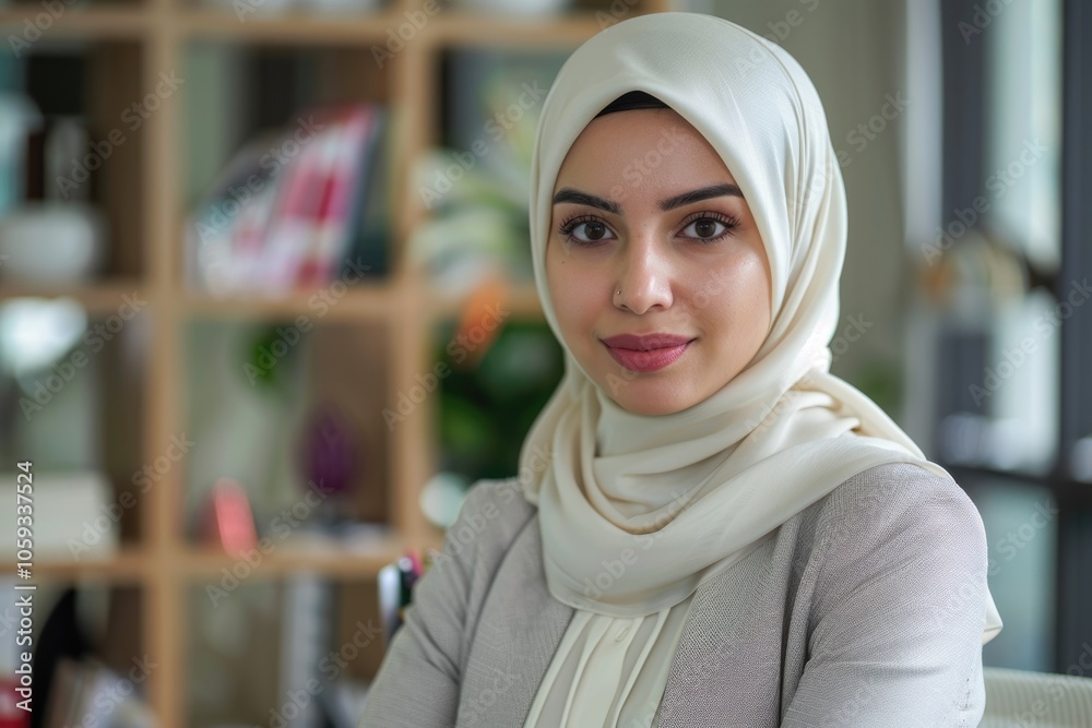 beautiful modern Muslim businesswoman portrait in office beautiful modern Muslim businesswoman portrait in office