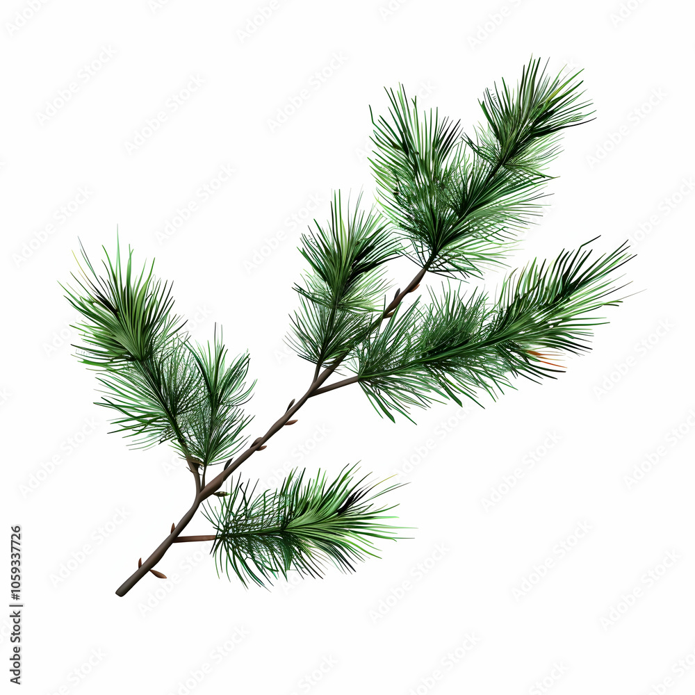 Pine tree branch , white background Pine tree branch , white background