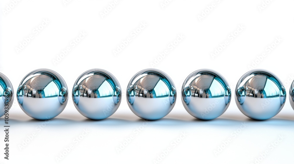 Chrome Balls Line Silver Sphere Row Abstract Minimalist Design 3D Render Chrome Balls Line Silver Sphere Row Abstract Minimalist Design 3D Render