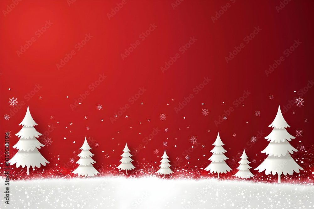 Red background with white Christmas trees, vector illustration Red background with white Christmas trees, vector illustration