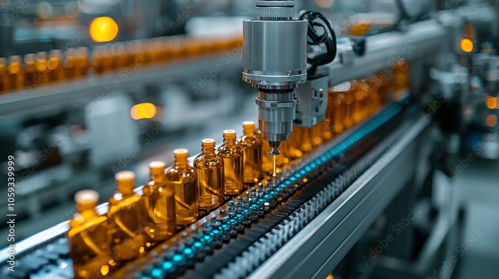 Automated Bottling Line in a Manufacturing Facility Automated Bottling Line in a Manufacturing Facility