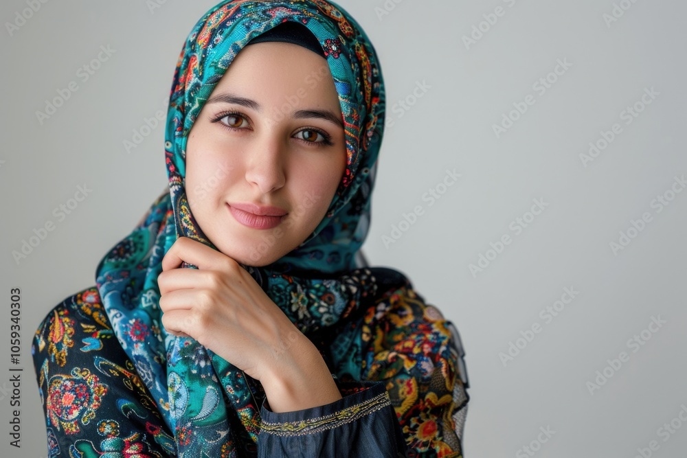 Beautiful Muslim girl in hijab smiling for camera. Beautiful Muslim girl in hijab smiling for camera.