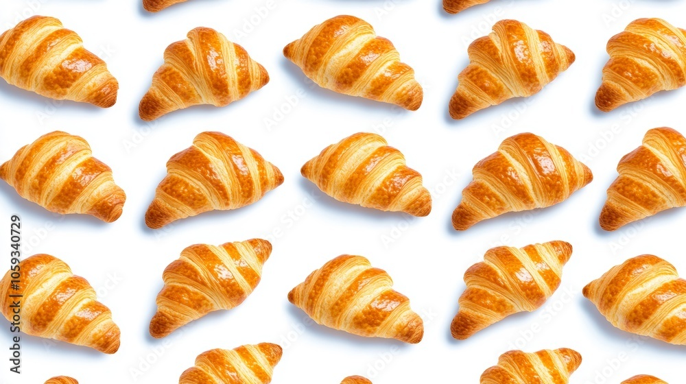 Delicious Croissants Pattern   Bakery Background  French Pastry  Breakfast Food