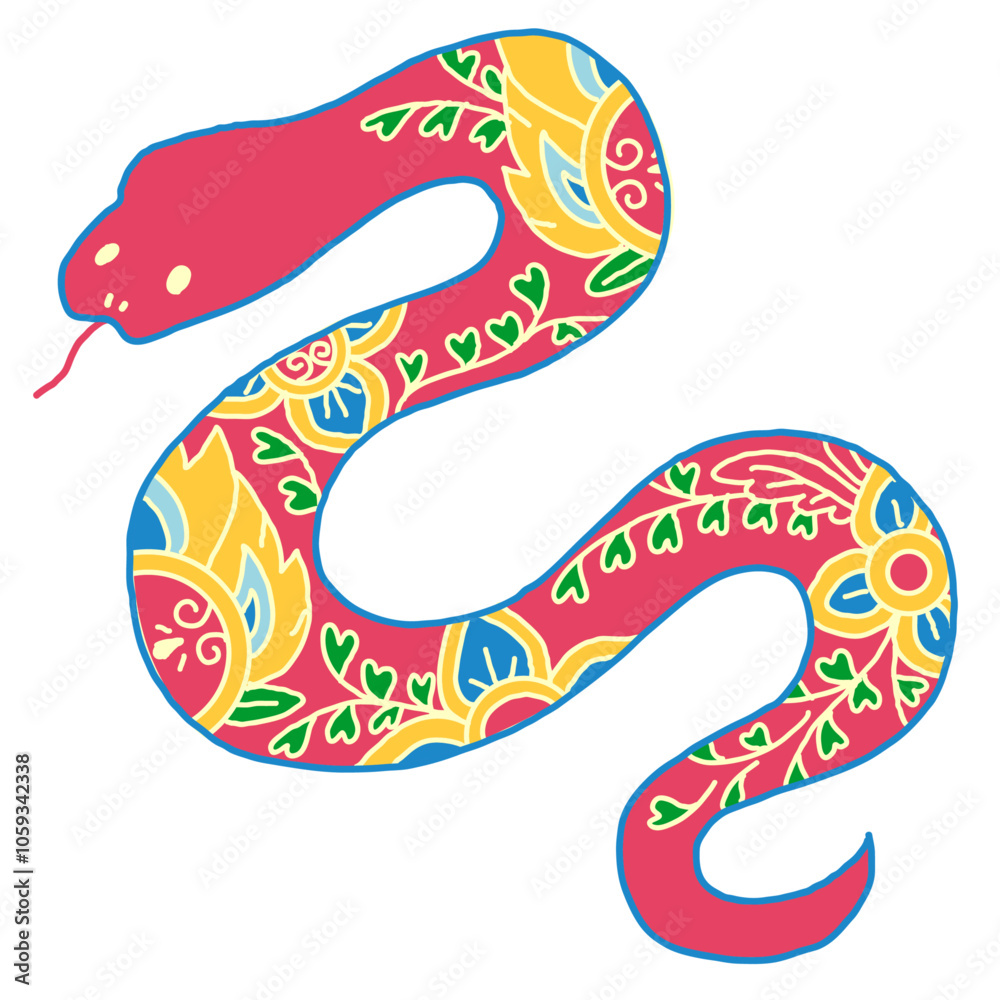 ヘビの柄入り手描きイラスト