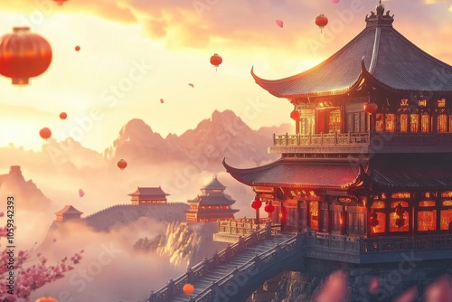 imagineA stunning thumbnail depicting the essence of China. Show iconic landmarks such as the Great Wall of China stretching across the mountains, with generative ai