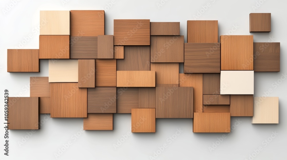 Abstract Wooden Wall Panel Design Geometric Shapes Brown and Beige Tones Modern Interio Abstract Wooden Wall Panel Design Geometric Shapes Brown and Beige Tones Modern Interio