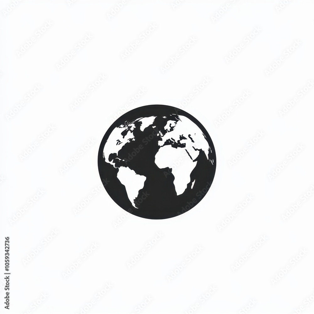Simple Black and White Earth Icon Simple Black and White Earth Icon