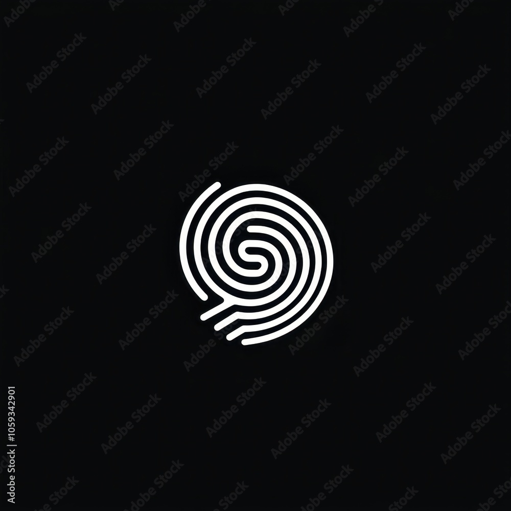 Minimal White Fingerprint on Black Background Minimal White Fingerprint on Black Background