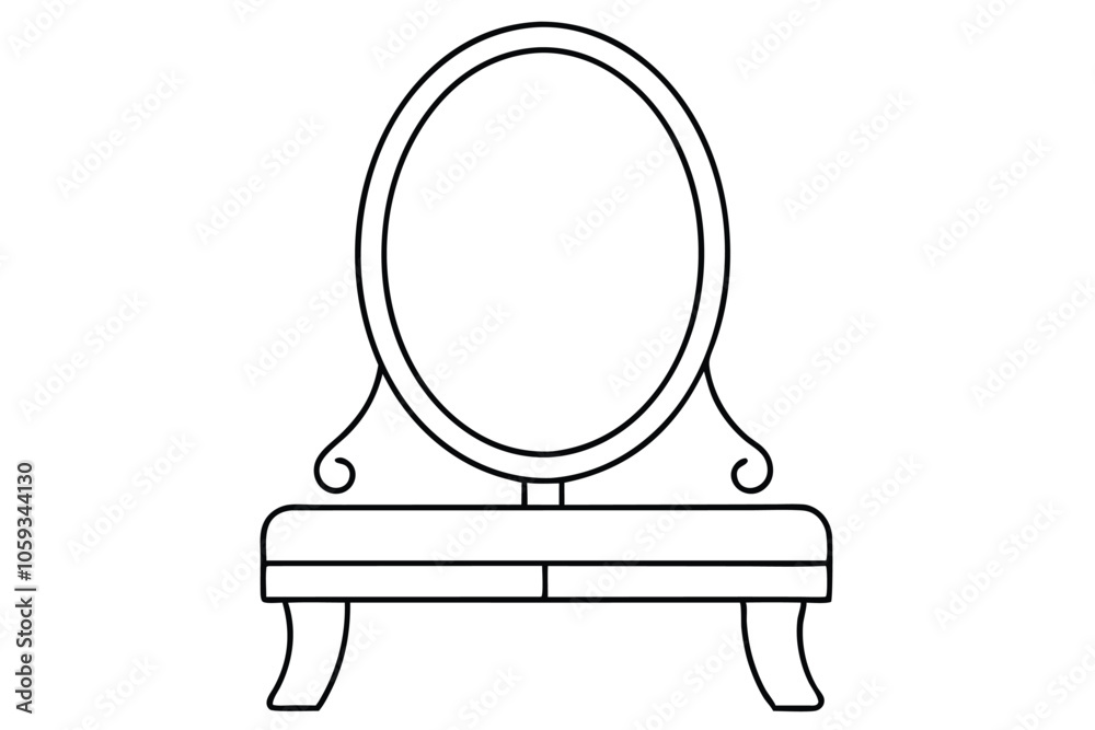 Table mirror line art vector illustration Table mirror line art vector illustration
