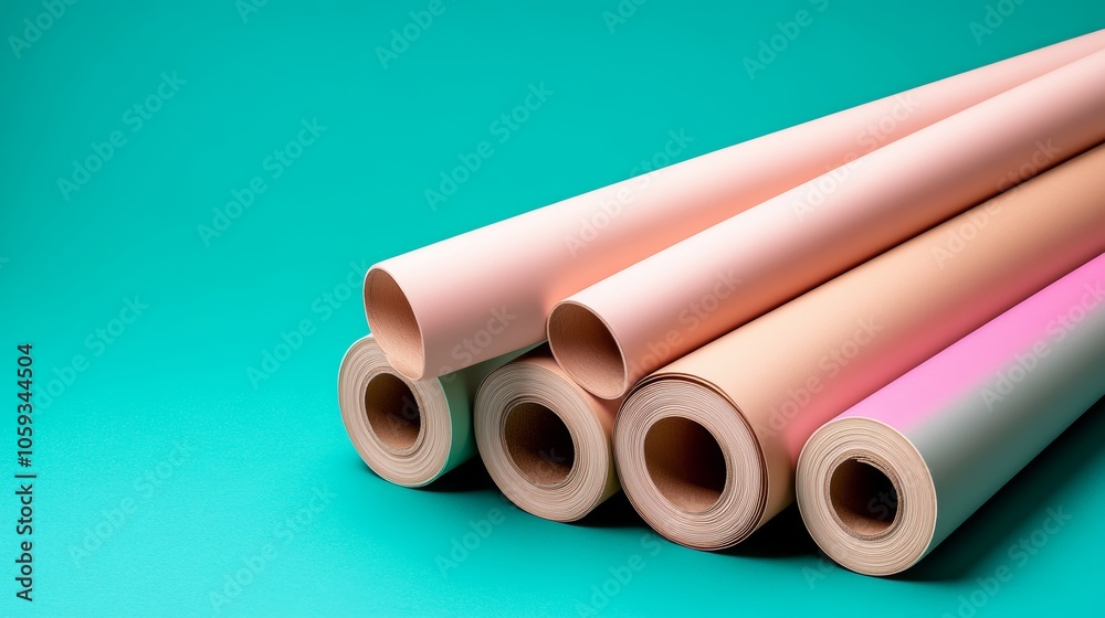 Fototapeta premium Rolls of Pastel Paper Backgrounds for Photography and Craft Projects