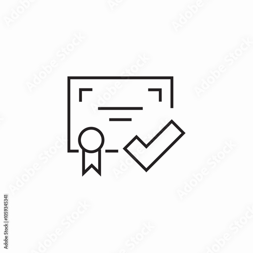 diploma certificate check mark icon sign vector