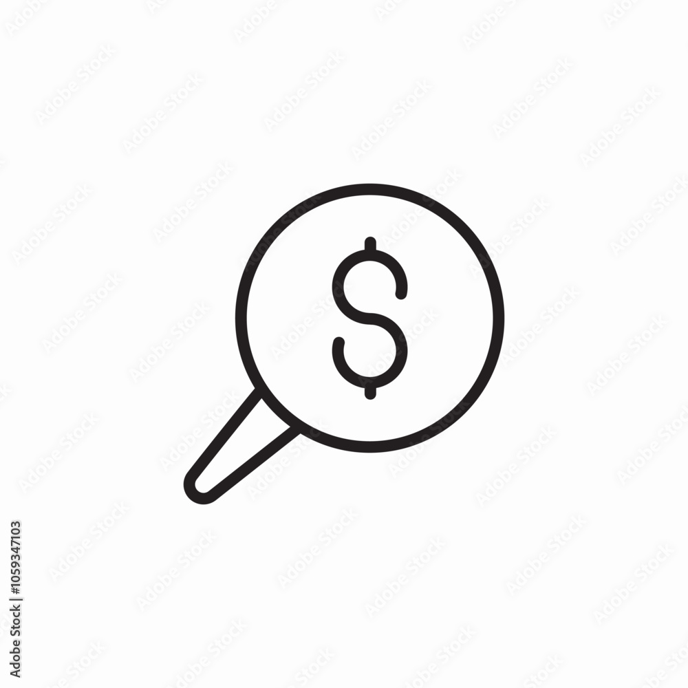 money search magnifier icon sign vector money search magnifier icon sign vector