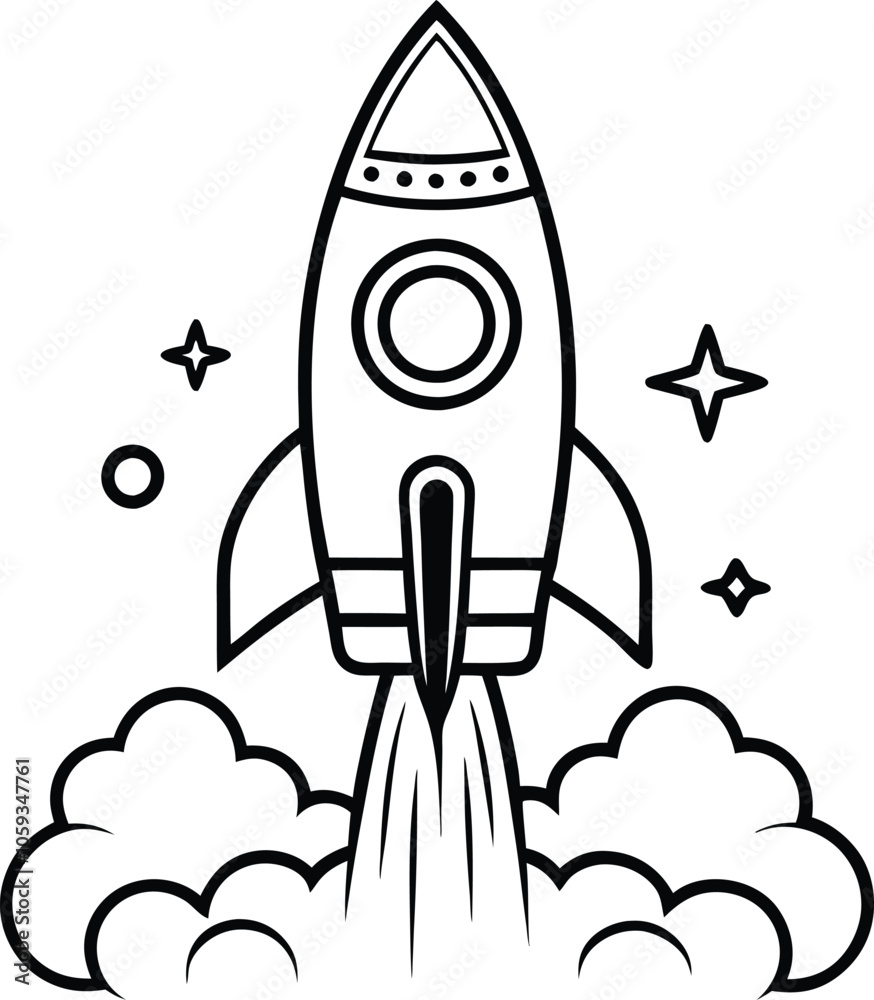 flying rocket vector illustration black and white flying rocket vector illustration black and white