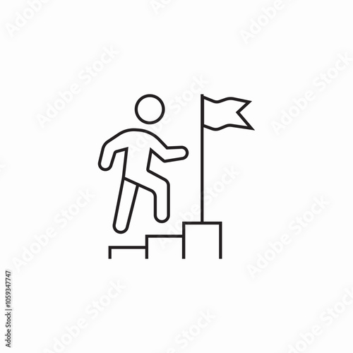 stairs progress flag reach icon sign vector