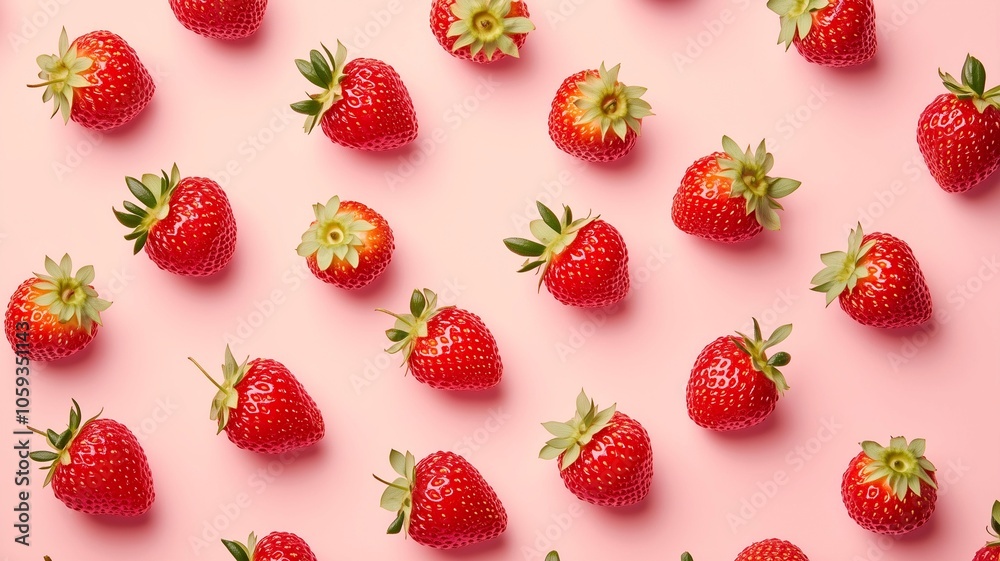 strawberries on a light pink background strawberries on a light pink background
