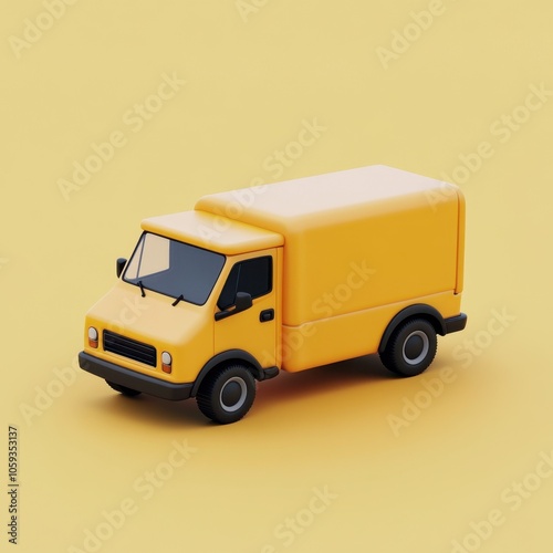 Bright and Sunny Delivery Truck on Yellow Background