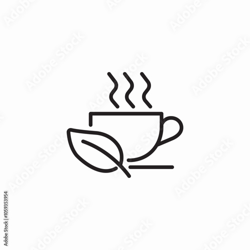natural tea leaf cup hot icon sign vector