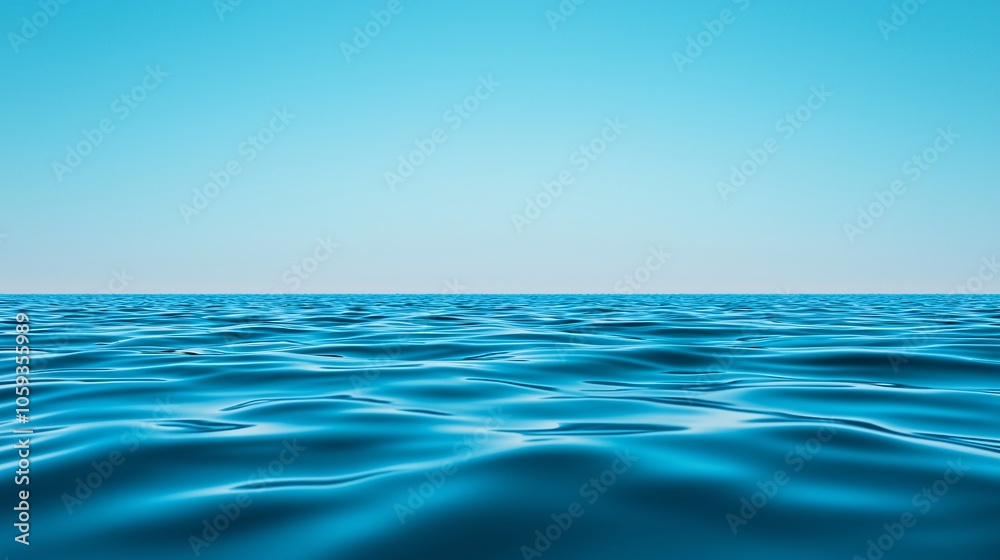 Serene Ocean Seascape with Turquoise Waves and Clear Blue Sky Horizon Serene Ocean Seascape with Turquoise Waves and Clear Blue Sky Horizon