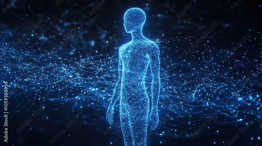 Wireframe Human Figure with Connections Wireframe Human Figure with Connections