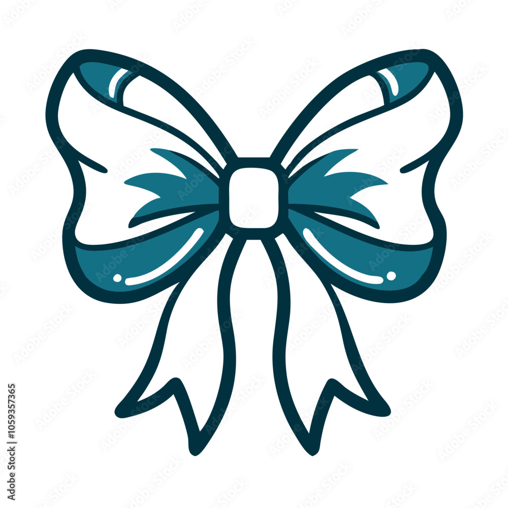 Stylized illustration of a decorative ribbon bow for gifts and holiday celebrations Stylized illustration of a decorative ribbon bow for gifts and holiday celebrations