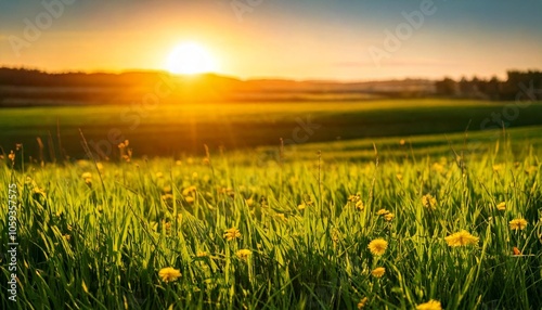 sunset over the field.