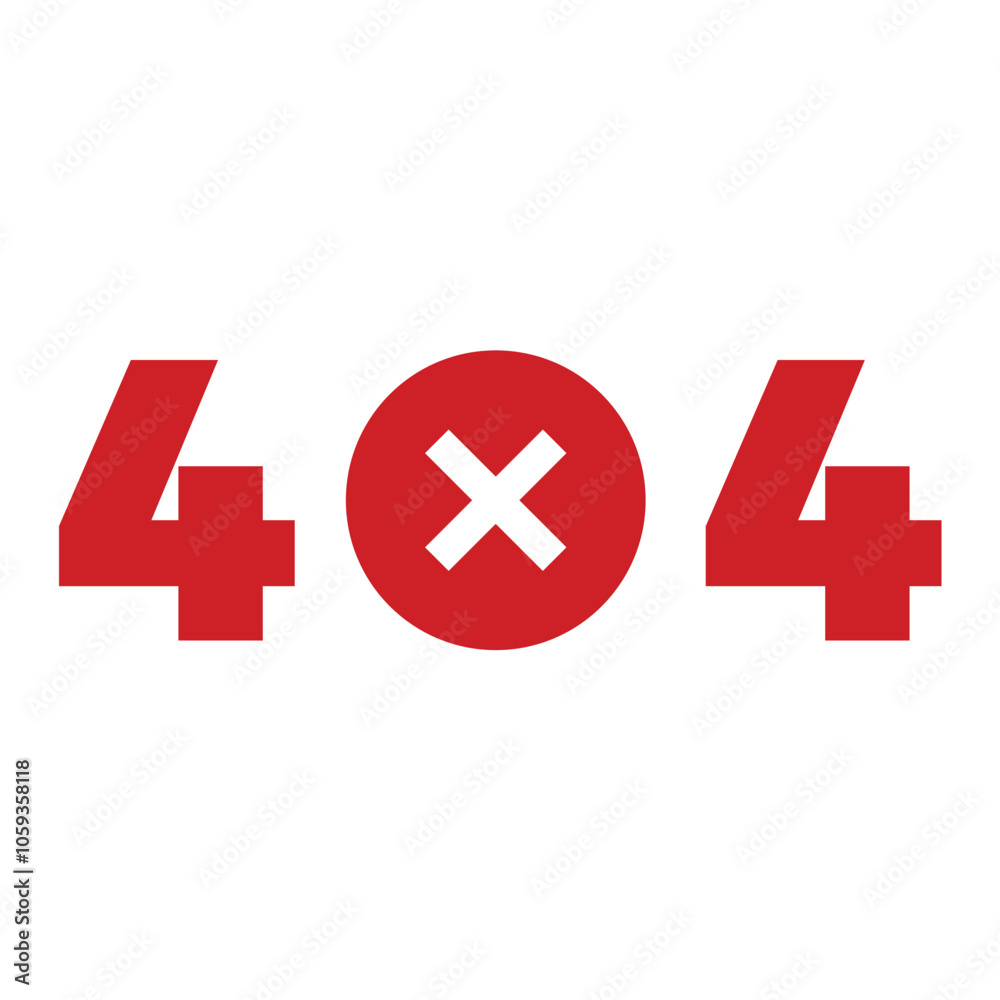Obraz premium Red error 404. Warning about errors with web network problems and disabling correct operation of vector site
