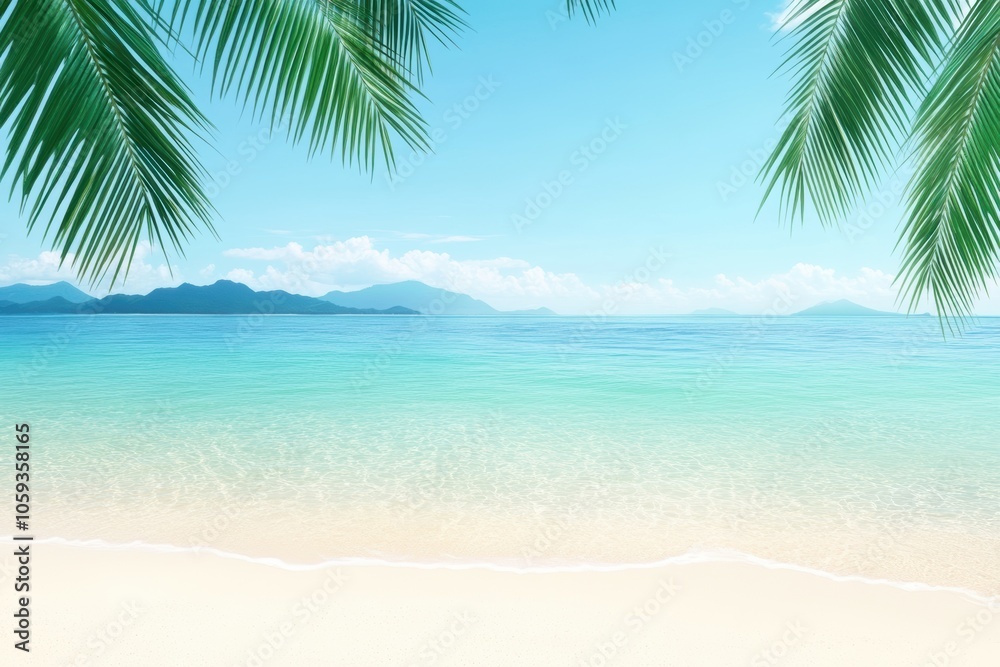 Tropical Beach Paradise Idyllic Seascape Palm Trees Summer Vacation Tropical Beach Paradise Idyllic Seascape Palm Trees Summer Vacation