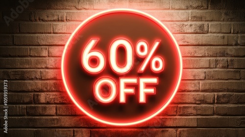 60% Off Neon Sign on Brick Wall 