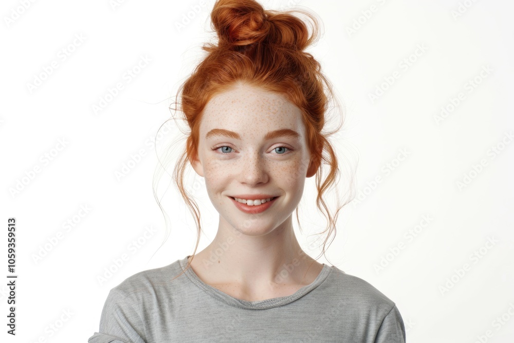 woman wearing her red hair on white background woman wearing her red hair on white background