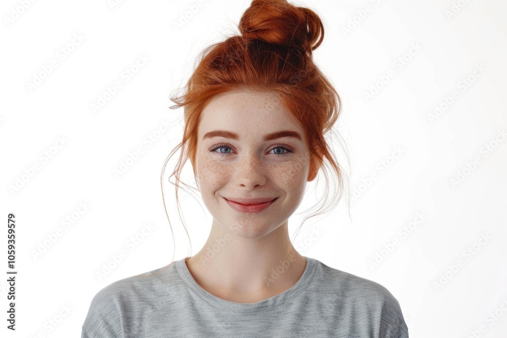 woman wearing her red hair on white background woman wearing her red hair on white background