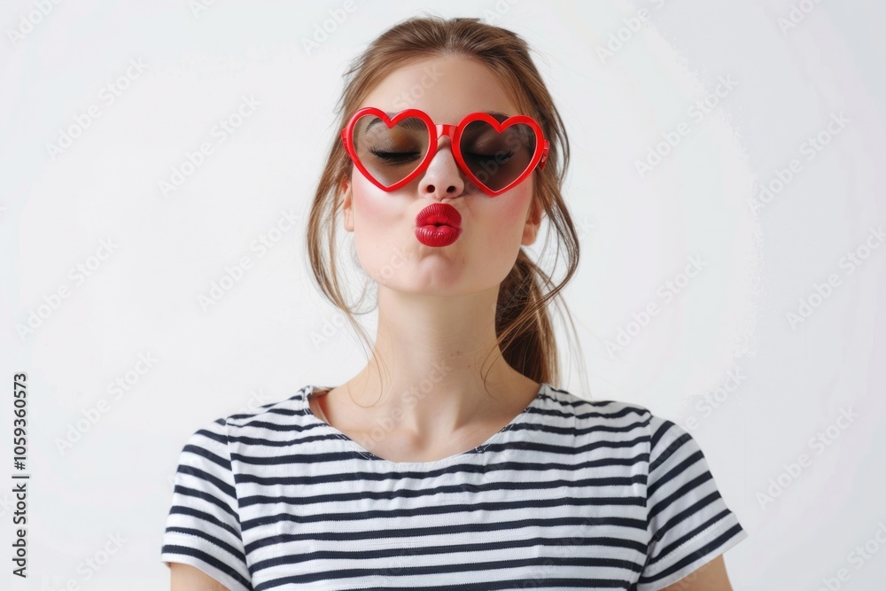 Fototapeta premium woman wearing her red hair on white background