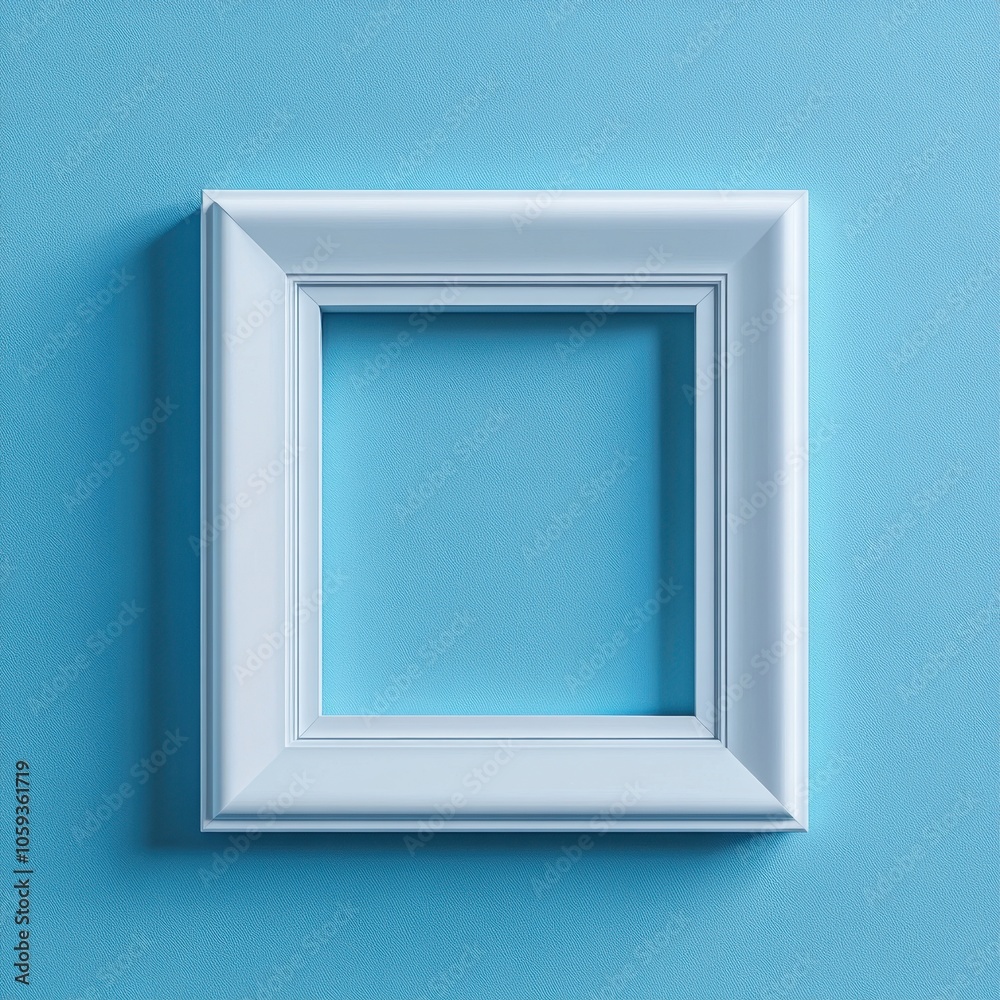 Minimalist White Frame on Vibrant Blue Background Minimalist White Frame on Vibrant Blue Background